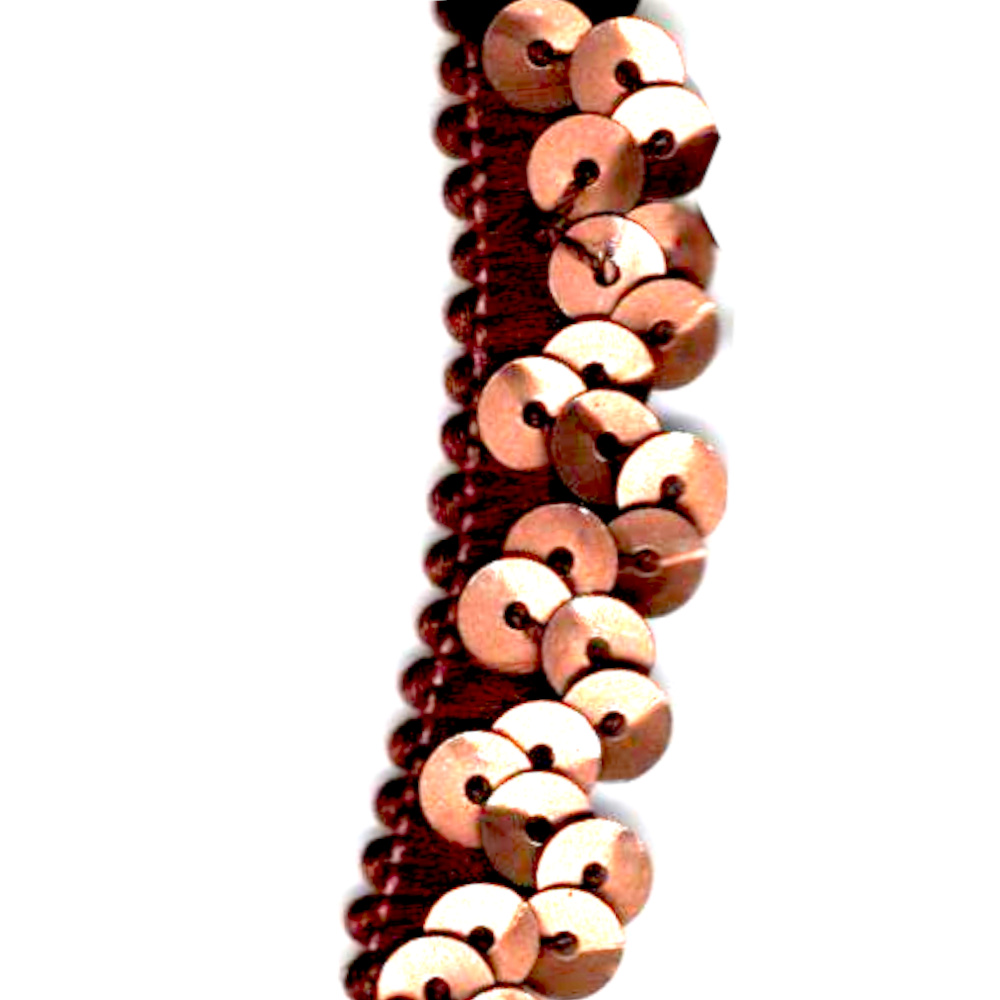 12mm Stretch Lace Brown with Brown Sequins (UB-030) Sold by the Meter