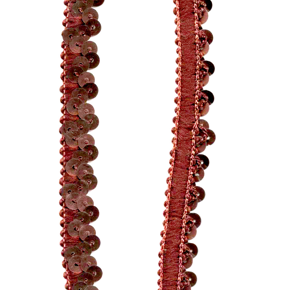 12mm Stretch Lace Brown with Brown Sequins (UB-030) Sold by the Meter - Image 2