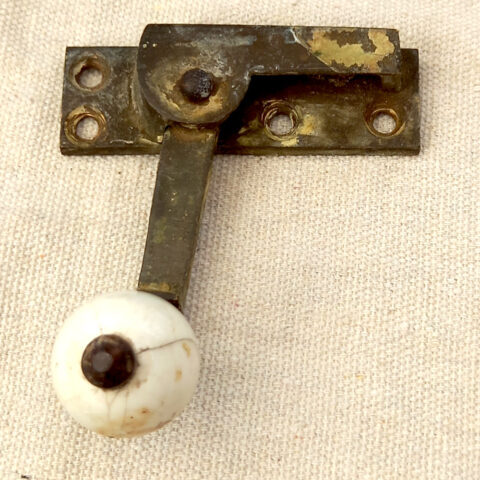 Victorian Brass/Ceramic Sash Fastener (WIND-025)