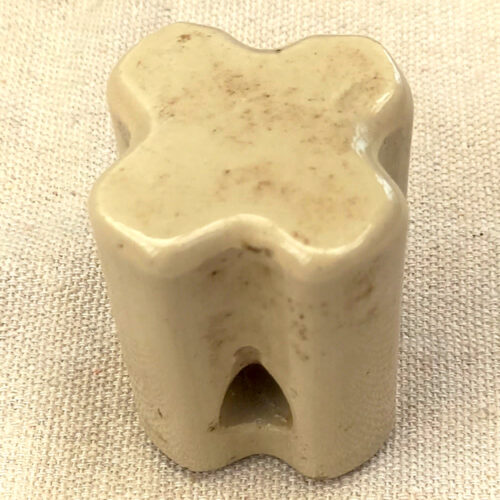 Vintage cream porcelain strainer corner insulator
