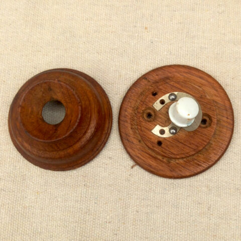 Antique wooden servants or butler bell push button call system vintage home communication fixture