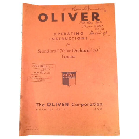 1940s Oliver Operation Instructions for “70” Tractor (BKAE-017)