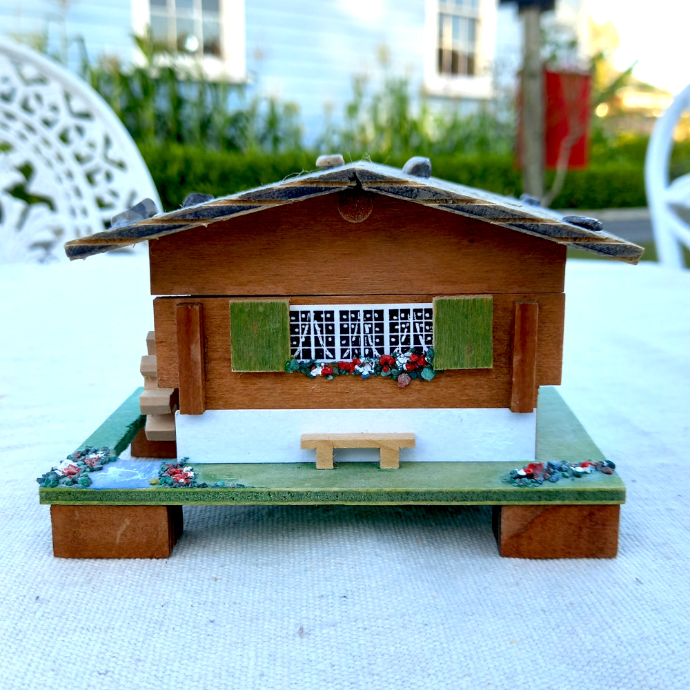 Swiss Chalet Music Box with Water Wheel (MISC-021)