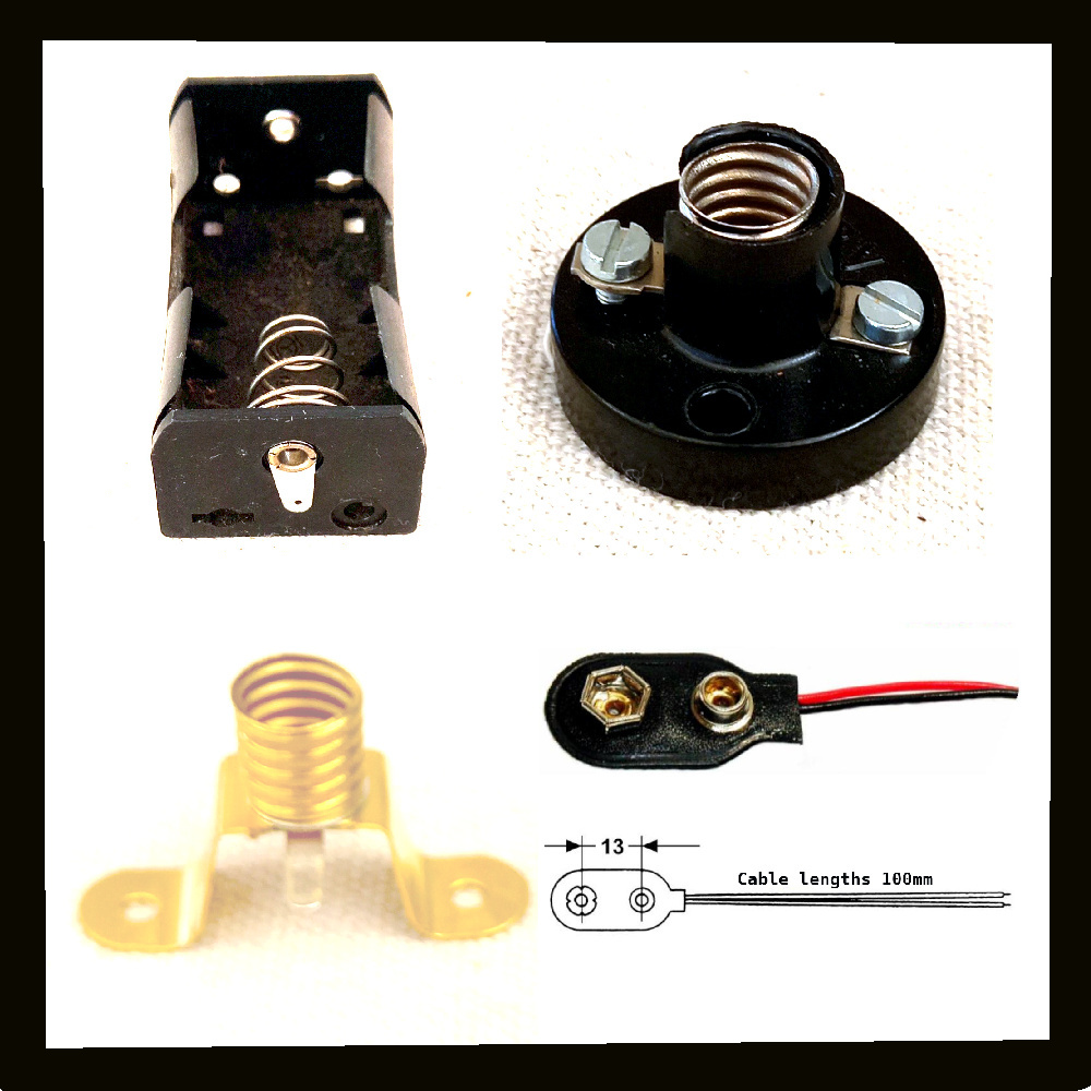 new old stock battery holders and assorted DC electronic components