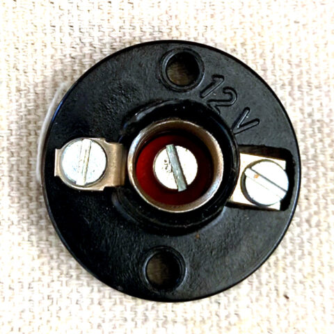 Black E10 light bulb holder with screw terminals for miniature bulbs and electronics projects