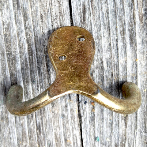 Vintage solid double coat hook wall mounted for coats and hats