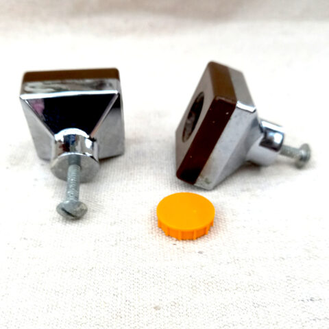 Unusual mid-century modern pull handle in brown and orange for retro furniture and cabinet restoration