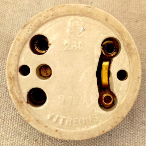 Vintage GEC brass and ceramic electrical rocker switch 1920s