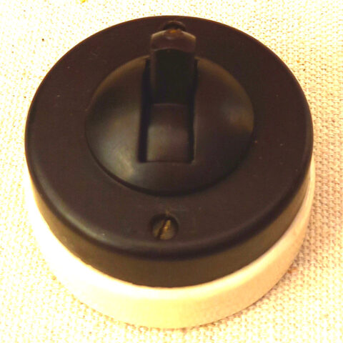Art Deco Bakelite Ceramic Rocker Light Switch by Crabtree (ANTV-129)