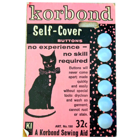 16mm Korbond Self Cover Buttons x6 Size 26 (BUT-088) Original Packaging