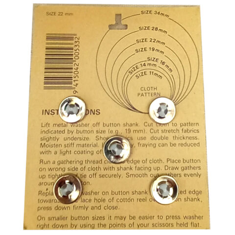22mm Coats self cover buttons pack of 5 BUT-090 sewing craft buttons in original packaging