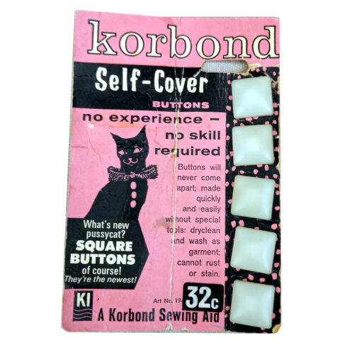 19x19mm Korbond Self Cover Buttons x5 Square (BUT-092) Original Packaging