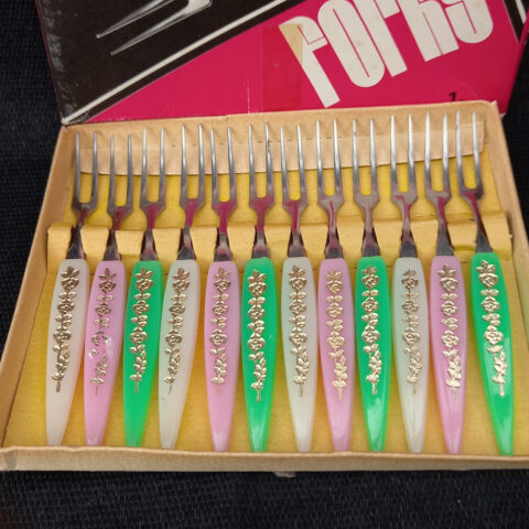 Retro Cocktail Little Forks Set of 12 in Original Box (KIT-040)