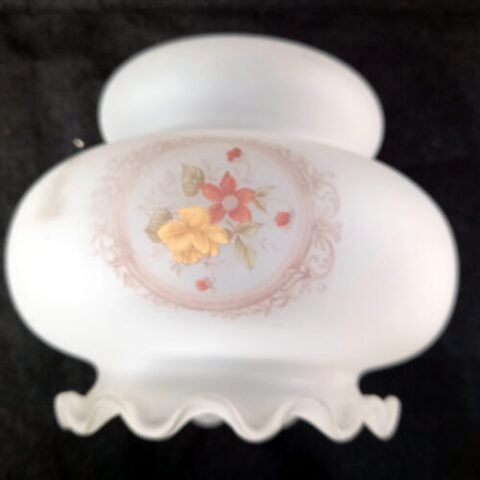 Retro Glass Lamp Shade Frosted White Floral Design (LAMP-023)