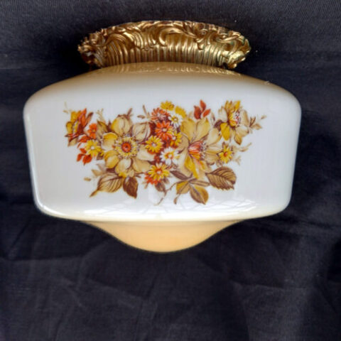 Retro Ceiling Lamp with Two-Tone Floral Glass Shade (LAMP-024)