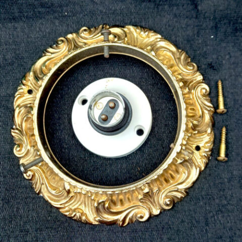 Classic ceiling fixture with retro two-tone floral glass shade