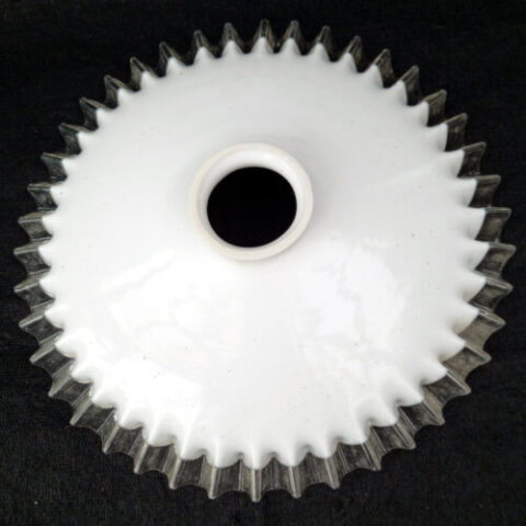 Antique Frilled Glass Pendant Lamp Shade White Opaline (LAMP-025)