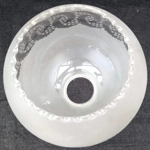 Vintage frosted glass globe-shaped lamp shade with a smooth round design that softly diffuses light.