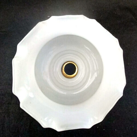 retro ceiling lamp with floral patterned glass shade providing soft decorative lighting