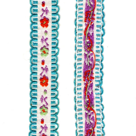 17mm Retro Jacquard Ribbon White (UB-033) Sold by the Meter