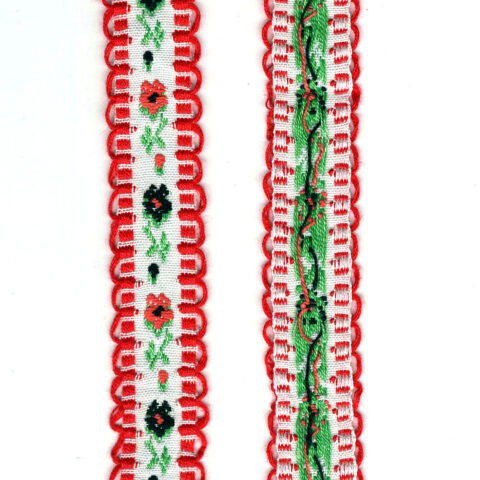 17mm Retro Jacquard Ribbon White (UB-034) Sold by the Meter