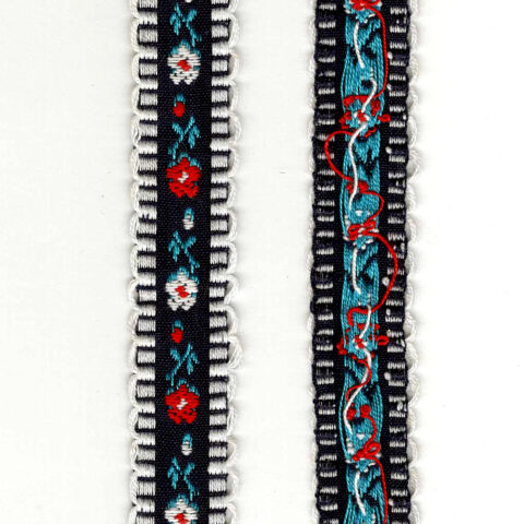 17mm Retro Jacquard Ribbon Black (UB-036) Sold by the Meter