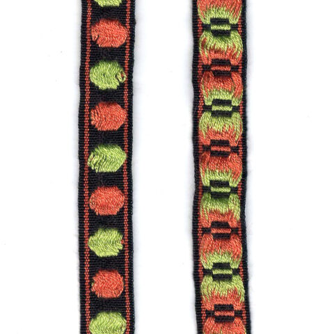 12mm Retro Jacquard Ribbon Black (UB-037) Sold by the Meter