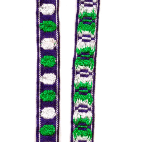 12mm Retro Jacquard Ribbon Dark Blue (UB-038) Sold by the Meter