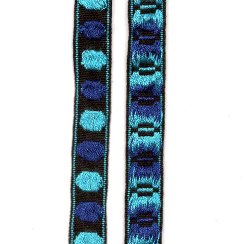 12mm Retro Jacquard Ribbon Black (UB-039.2) Sold by the Meter