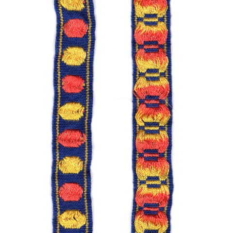 12mm Retro Jacquard Ribbon Blue (UB-037) Sold by the Meter