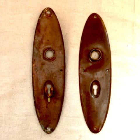 Vintage Oval Door Back Plates x2 Copper (ANTM-055)