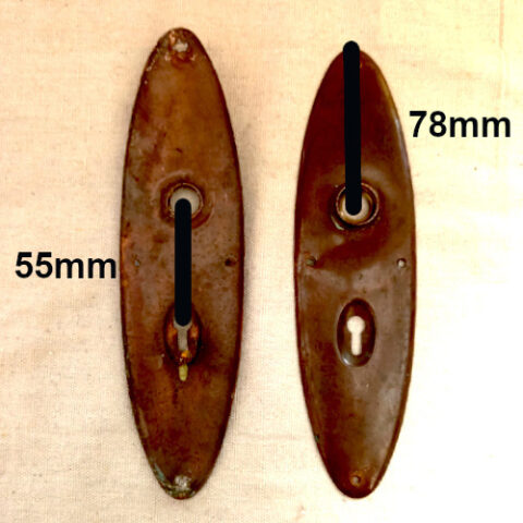 pair of vintage oval door back plates in copper finish decorative hardware for door handles classic antique style