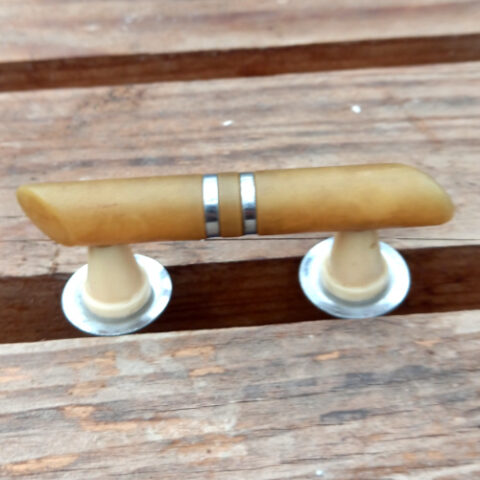 Art Deco Pull Handle Honey Colour Bakelite/Chrome C/C=50mm (ANTR-087)