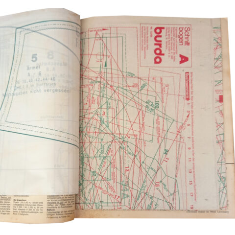 Vintage Burda Moden 1989 sewing pattern magazine featuring retro fashion designs and original pattern sheets