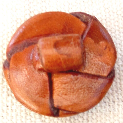 28mm brown genuine leather buttons new old stock with textured finish for coats and crafts