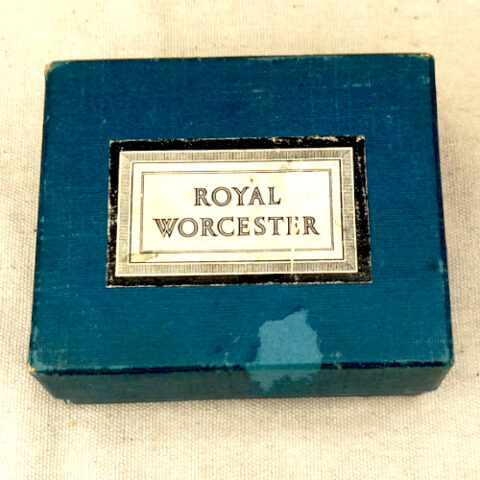 Vintage Royal Worcester egg coddlers set of two in original box, fine English porcelain with lids