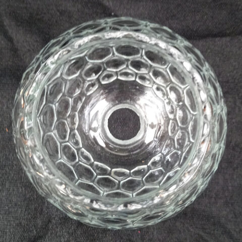 Retro globe pendant light shade in clear glass with honeycomb textured pattern