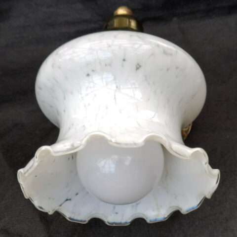 Retro wall sconce with white tulip shaped glass shade and vintage design