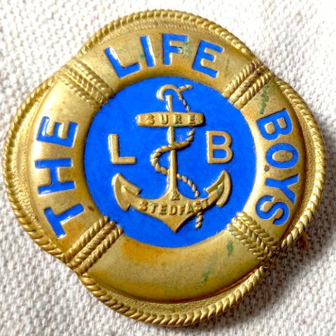 Vintage The Life Boys Brass Badge with Blue Enamel Centre (VCAJ-070)