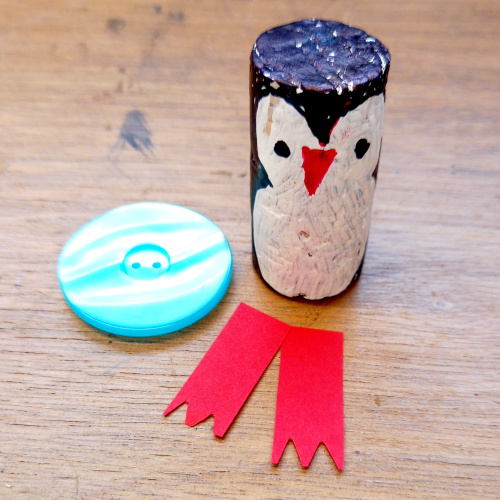 Penguin made from a recycled wine cork craft