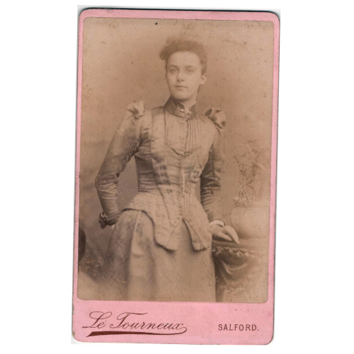 Victorian Carte de Visite portrait of a woman by photographer M. Le Tourneux of Salford.