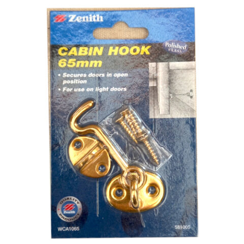Cabin Hook 65mm Polished Brass by Zenith (ANTM-059)