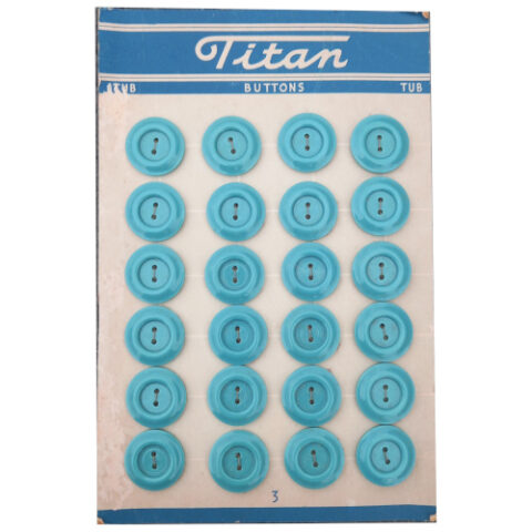 22mm Vintage Titan Buttons Teal On Card x24 (BUT-099)