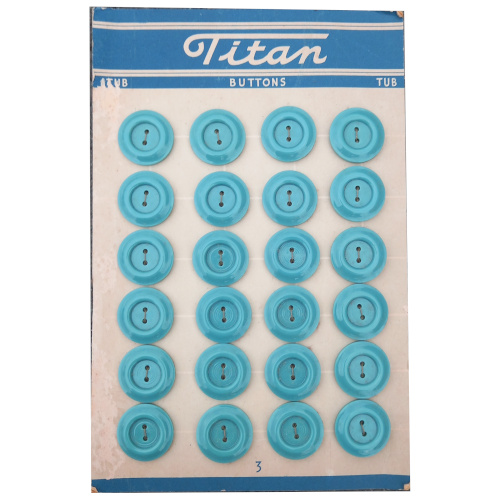 22mm vintage teal Titan buttons on card pack of 24
