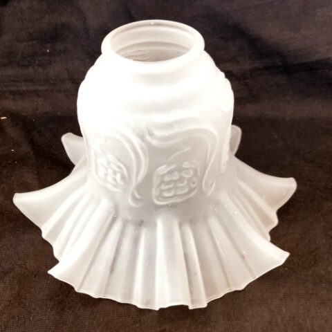 Vintage Frosted Glass Tulip Lamp Shade with Frilled Rim (LAMP-058)