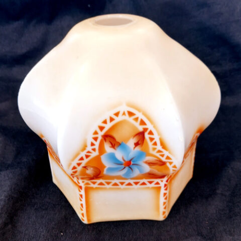 Vintage Art Deco Transfer Printed Satin Glass Lamp Shade (LAMP-060)