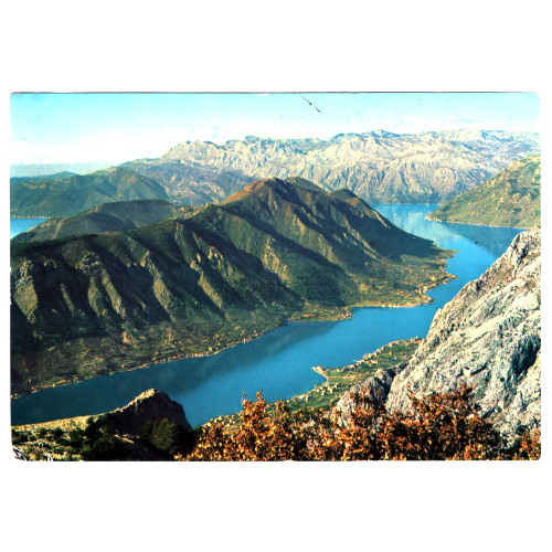 1969 postcard showing the Gulf of Kotor on the Adriatic coast