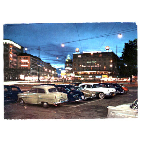 1960s Postcard of Karlsplatz (Stachus) mit Königshof Munich (ANPC-011)