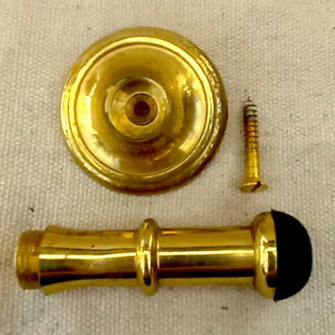 Brass door stop with concealed screw mount and removable cover 42mm x 72mm