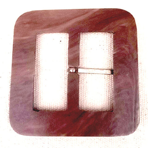 Large 1960s brown marbled square vintage belt buckle with retro styling.
